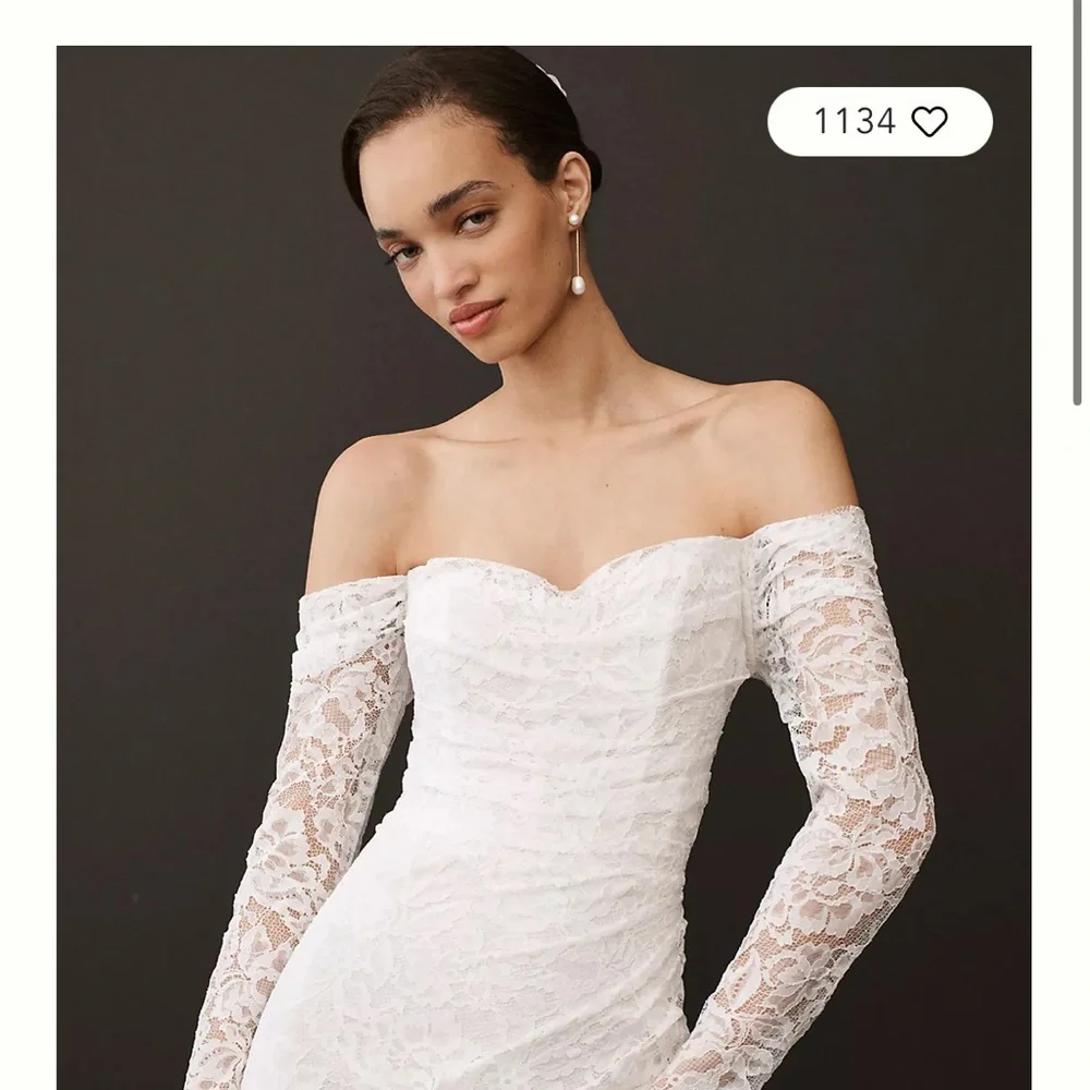 Jenny Yoo White Dove Long-Sleeve Off-Shoulder Sleeve Wedding Dress - Picture 2 of 5